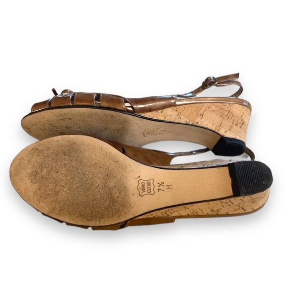 VANELI - Bronze Sling Back Wedge Sandal- Real Leather Soles - Size 7.5M - Picture 7 of 8